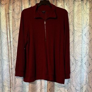 Torrid Ribbed Red Zip-Up Sweater